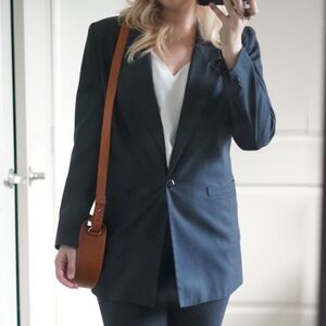 Collini Vintage Navy Oversized Minimalist Blazer Coat with Single Button Size 10